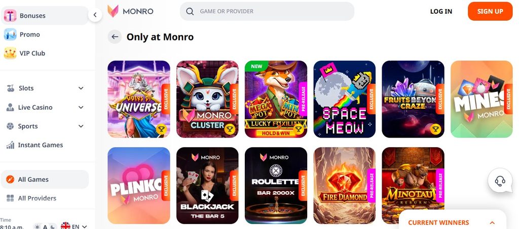 Terms detail from Monro Casino: buffalo Megaways spins and 45x rule
