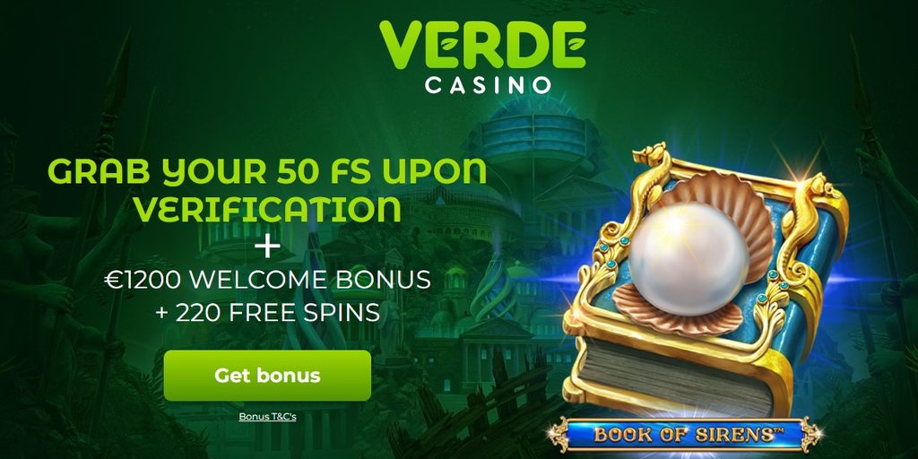 Terms detail from Verdecasino: Book of Sirens package and withdrawal limit
